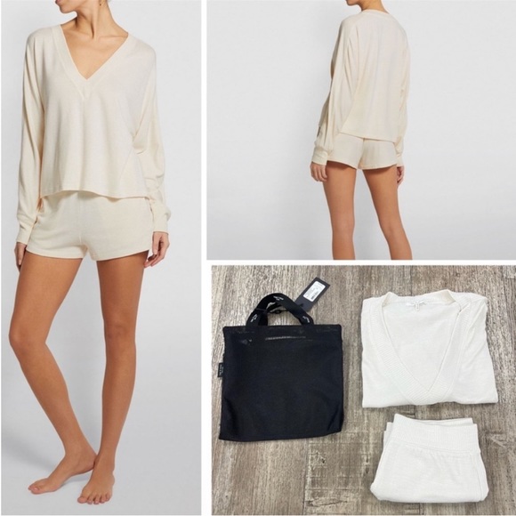 Rag & Bone Lounge Gifting Set Knit Top Shorts Off White Pale Beige $250 - Picture 3 of 14